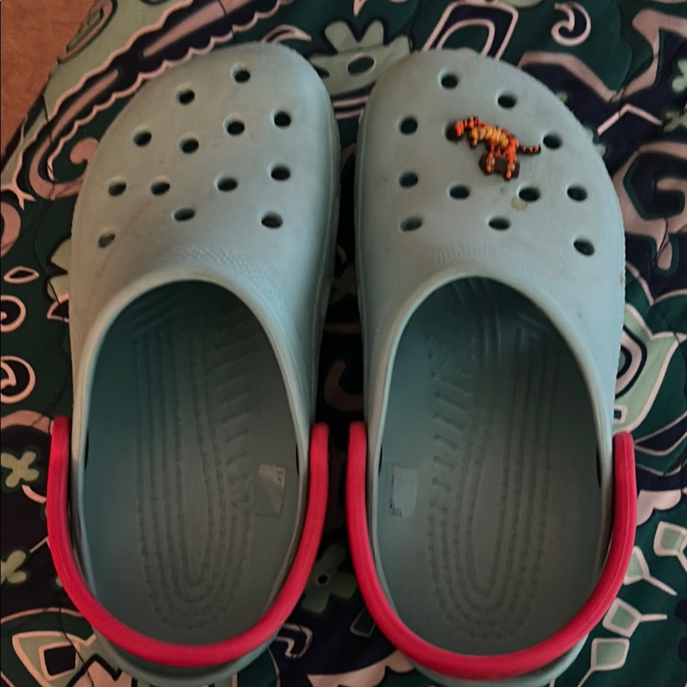 Light Blue Clogs with Pink Accents
